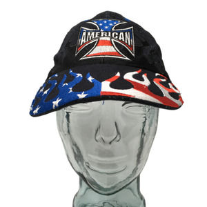 American Born Biker Baseball Cap Black Flames OSFM